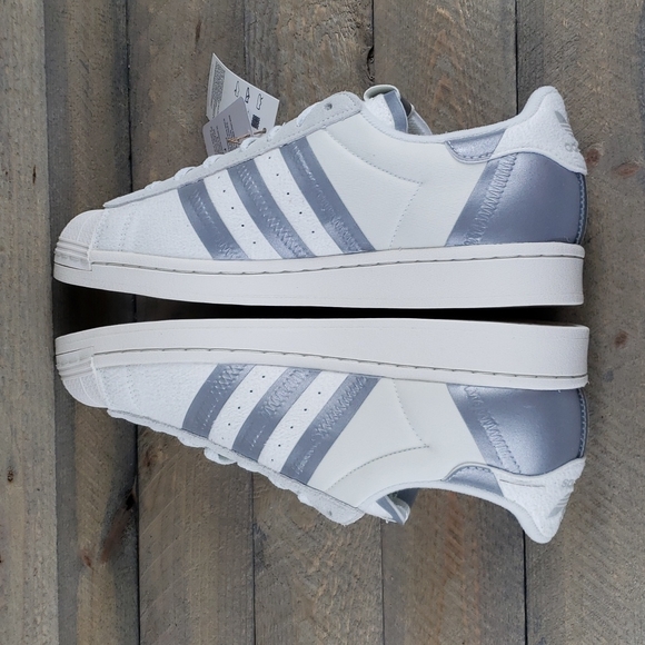 adidas Superstar Originals Men's Retro Shoes Sneakers White Tint Silver Metallic - Picture 8 of 9
